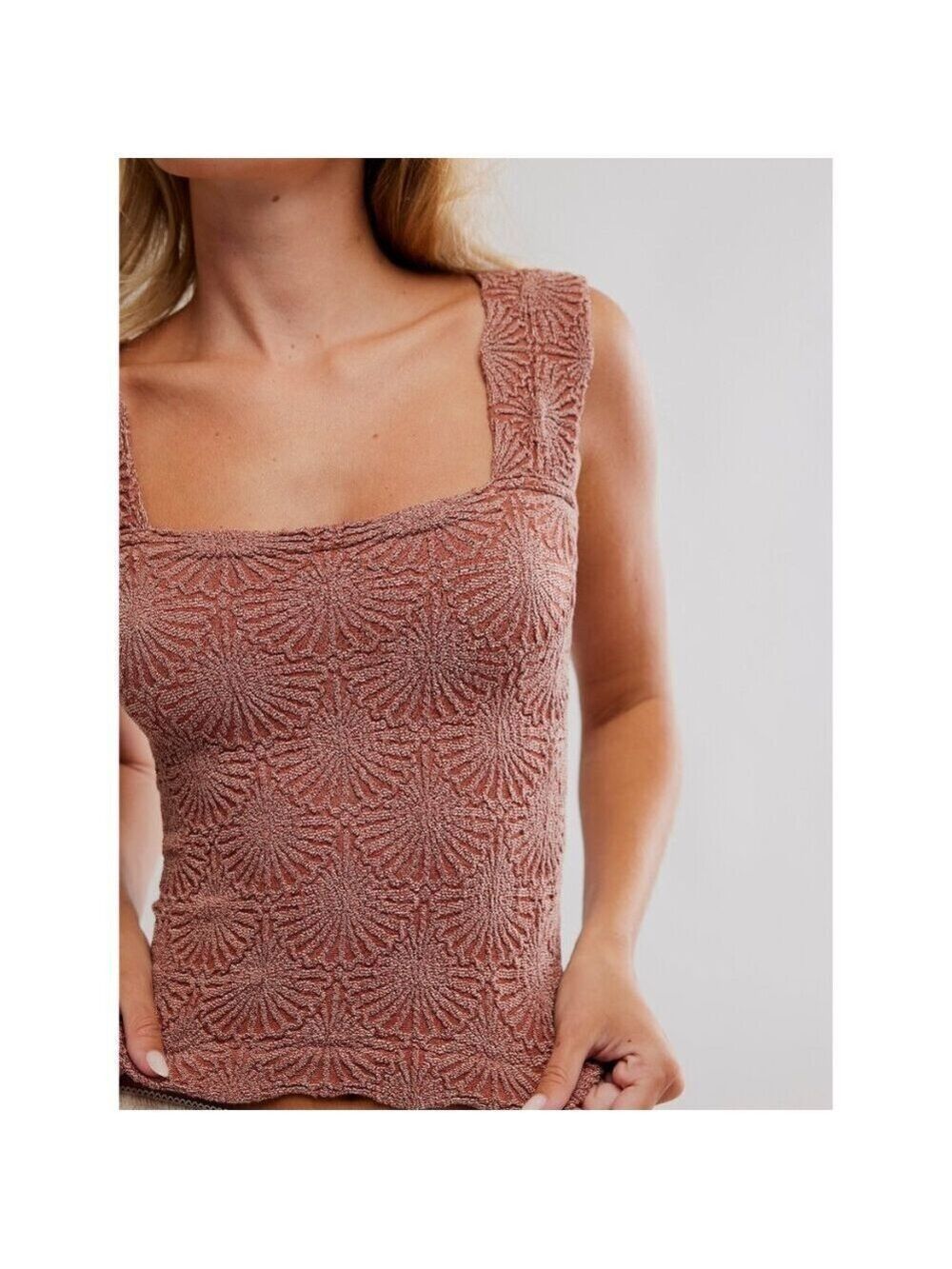 Free People Pink Textured Square-Neck Camisole - Picture 4 of 5